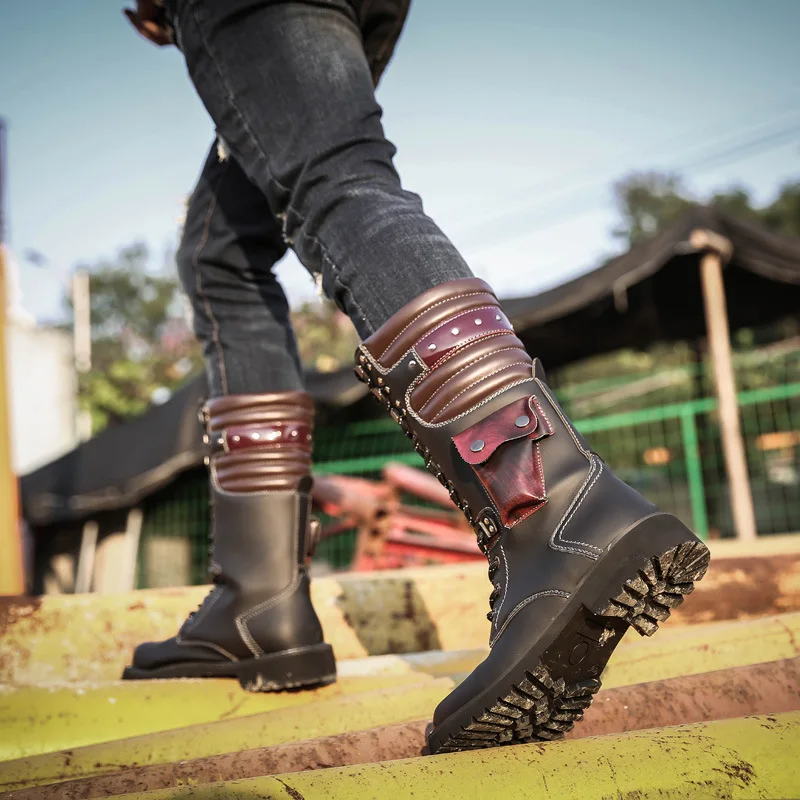 Men Knee High Leather Boots Wi - Men'S Shoes Hoka Sale ulasan dan harga